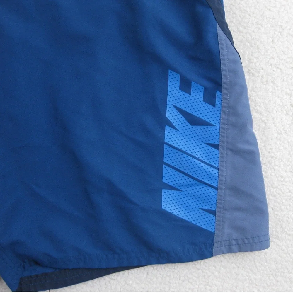 Nike Swim Trunks Mens L Blue Colorblock Board Shorts Swoosh‎ Athletic